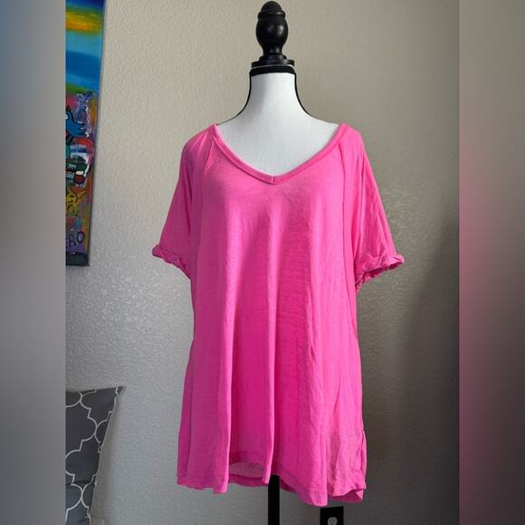 We The Free Pink Oversized Burn Out T | Size S - Picture 1 of 5